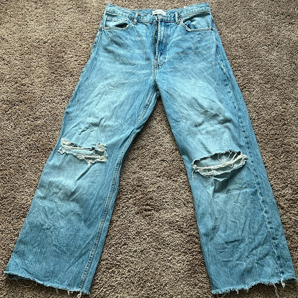 Zara ripped high rise TRF wide leg jeans